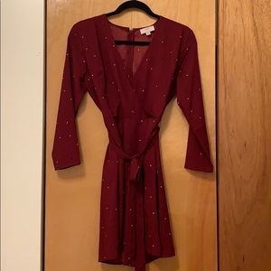 LOFT Burgundy Polka Dot Dress NWOT
